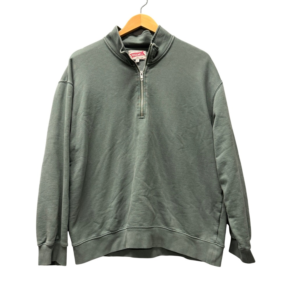 Madewell Sweatshirt Mens Large McCarren Midweight Green Quarter Zip Pullover